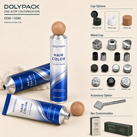 Tube métallique pliable sur mesure pour crème colorante professionnelle pour cheveux, destiné à l'exportation, à la présentation en détail et aux marques privées.