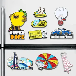 Personalised Logo Custom Ed Embossed Fridge Magnet Cartoon Cute Metal Enamel Tourism Souvenirs Sticker Customised