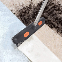 Brosse à tapis en caoutchouc avec raclette, épilateur pour animaux de compagnie avec manche long, outil d'élimination des peluches pour nettoyer le sol, les carreaux,