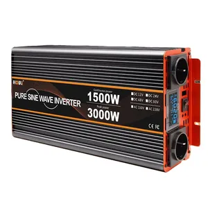 HOULI Inverter gelombang sinus murni 3000 W, Inverter daya Dc 12 V ke Ac 220V A Onda Sinusoidale Pura 3000 w 12 v untuk rumah