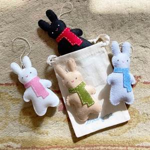 Cute With Scarf Christmas Tree Pendants Kids <b>Gift</b> Rabbit Felt Banner Lovey Bunny Holiday Ornament - Product Image 2