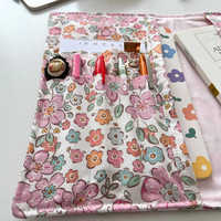 Pochette de protection pour liseuse électronique, cahier ou livre, en coton rembourré, avec fermeture éclair, imprimé floral, logo personnalisé, taille sur mesure, avec porte-stylo
