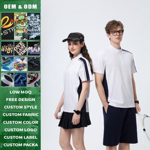 Camiseta de Manga Corta para Hombre, Cuello Alto con Cierre de Media Cremallera, Dos Tonos, 220g, Algodón Mercerizado y Fibra de Bambú, Corte Holgado, Informal, Deportiva, Transpirable - Product Image 3