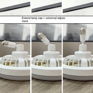 พัดลมเพดานแบบพกพา4W รีโมทคอนโทรลพร้อมสกรูเกลียว30W ที่ยึดโคมไฟปรับได้ E27ใช้ USB/ก๊าซสำหรับไฟห้องนอน - Product Image 5