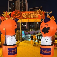Dekorasi Labu Hantu Halloween Tiup dengan Lampu LED