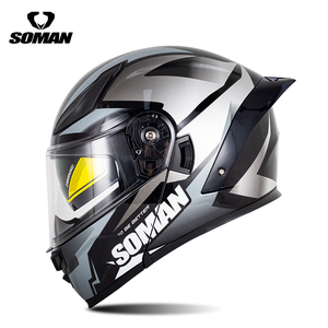 Nouveau casque de <span class=keywords><strong>moto</strong></span> modulaire SOMAN F2 homologué DOT avec spoiler arrière large et éclairage, idéal pour la conduite urbaine - Product Image 5