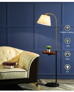 Lámpara de pie Luz de dormitorio Mesa de lujo Luz de pie Promoción Demotion Hotel E27 Tela USB Carga inalámbrica LED moderno Metal - Product Image 6