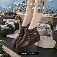 Sepatu Bot Salju Wanita Setengah Betis Musim Dingin Grosir Klasik Kulit Suede Sapi Luar Ruangan Hangat Berbulu Sepatu Bot Salju Anti-Selip Sol Karet Sepatu Katun