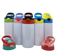 360 ml 12 oz doble aislamiento de acero inoxidable niños Flip Top vaso recto en blanco niño sublimación Sippy botella de agua