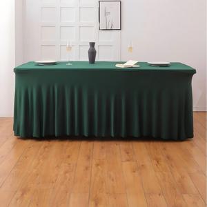 Nappe carrée personnalisable de 1,20 m, housses de <span class=keywords><strong>table</strong></span> rectangulaires lavables avec jupe élastique pour fêtes, mariages, banquets, hôtels - Product Image 2
