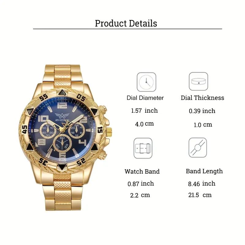 Men's Watch 1pc Hip Hop Punk Blue Glass Large Dial