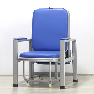 Pinyin Thickened Steel Folding Companion <b>Chair</b> With <b>Wheels</b> For Hospital Use Orange Color High Density Sponge Seat - Product Image 2