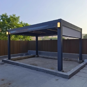 Pérgola y Gazebo de Aluminio con Luces LED, Impermeable, Bioclimática, con Cortina - Product Image 1