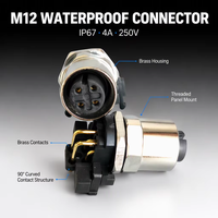 Connecteur circulaire M12 DIN 4/8 broches A-Code pour l'automobile, indice de protection IP67, coudé à 90 degrés, mâle/femelle, pour montage sur panneau PCB, en cuivre