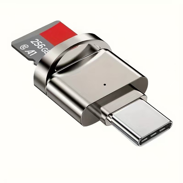 External TF Memory Card OTG Type-C Card Reader Adapter Compatible with for IPhones and Computers Zinc Alloy