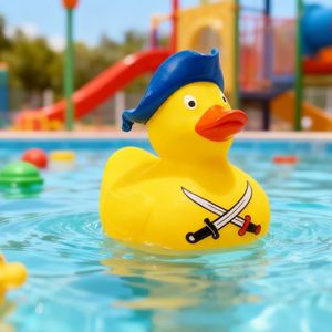 Jouets de bain en PVC personnalisés en gros, style canard pirate, avec motifs imprimés, pour la baignoire - Product Image 3