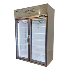 Supermarket Showcase Refrigerators Upright Display Beverage Cooler Freezer With Glass Doors