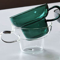 Mug à lait moderne en verre vert 301-400ml, portable, résistant à la chaleur, pour thé, café, eau, petit-déjeuner, cuisine, fête, goûter