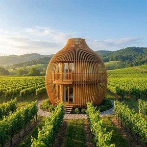 Casa Redonda Prefabricada de Acero Impermeable, Ecológica, Anticorrosiva, Diseño del Sudeste Asiático, Casa Cápsula Glamping para Uso Hotelero - Product Image 1