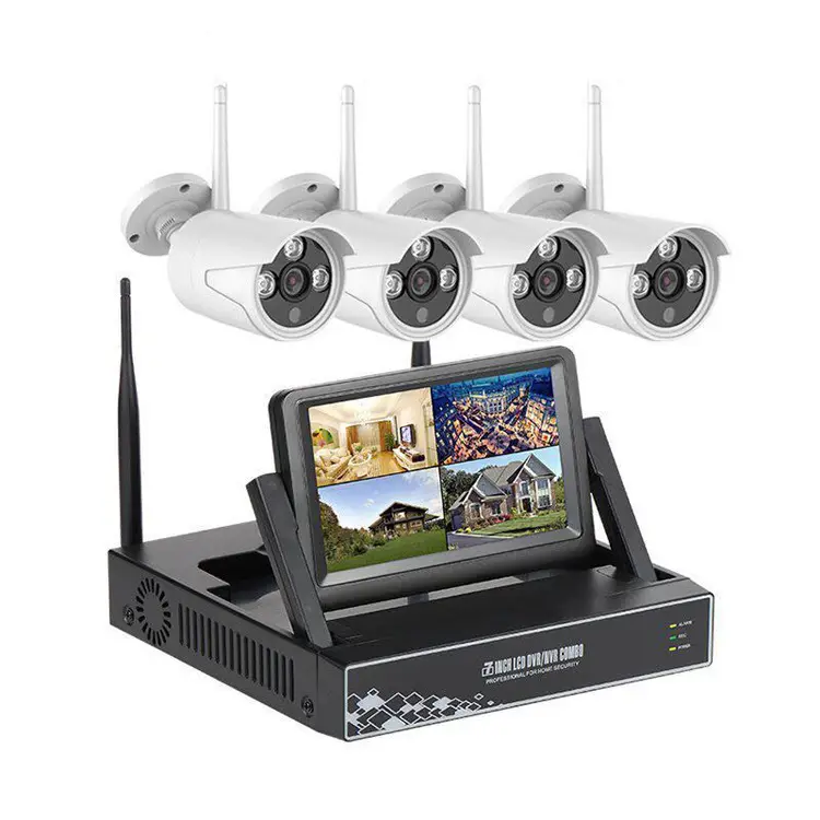 4CH 1080P TUYA APP 7 inch Monitor Display Wireless NVR Kit Security System Wifi IP Kit Screen Monitor CCTV Camera