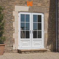 Portes françaises en verre WANJIA UPVC, portes extérieures en vinyle pour patio, portes à double battant en PVC, portes d'entrée en PVC