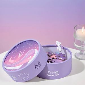 Boîte-cadeau en carton cylindrique personnalisée, sublimation, emballage de puzzle en carton coloré, boîtes de puzzle, emballage rond, tube en papier - Product Image 1