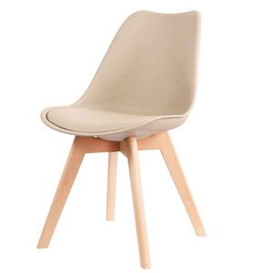 厂家直销热销现代餐厅家具实木腿餐椅米色餐椅塑料椅子批发 - Product Image 1