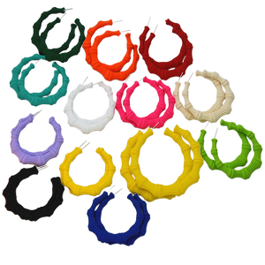 Wholesale 55mm 85mm Mixed Color Alloy Bamboo Hoop <strong>Earrings</strong> Matte Finish Statement Stud <strong>Earrings</strong> <strong>for</strong> <strong>Women</strong> Fashion Jewelry - Product Image 1