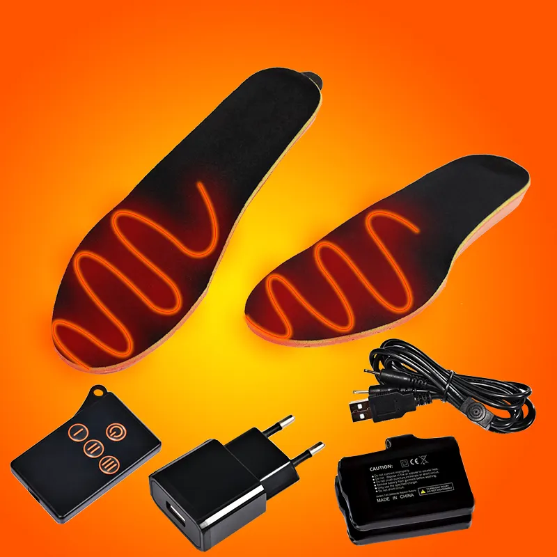 Custom Carbon Fiber Memory Foam Insole Wireless Winter Rechargeable USB Heated Shoe Insoles