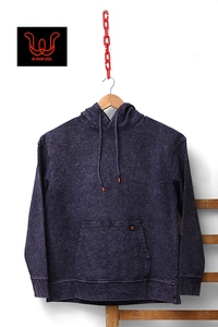 Sweat à capuche en denim tricoté personnalisé pour homme, en coton doux et polyester, style streetwear - Product Image 1
