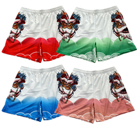 Shorts de basket-ball en sublimation streetwear en gros, design vintage, maille rétro, shorts de course personnalisés pour hommes, lion dansant