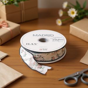 ริบบิ้นตกแต่ง ILAN ขนาด 4.0 ซม. ยาว 46 ม. ลายดอกไม้ สำหรับงานประดิษฐ์และห่อของขวัญ - Product Image 2