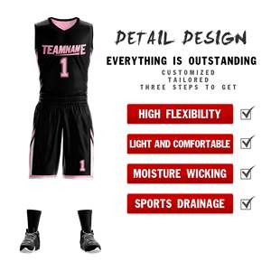 Maillot de basket-ball personnalisé noir et rose, design double face, vêtements de sport - Product Image 4