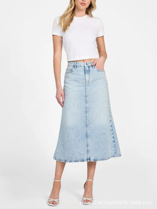 Gonna midi a coda di pesce in denim da donna, stile ufficio, tinta unita, primavera/estate - Jeans da carpentiere a prezzi accessibili per rivenditori di boutique - Product Image 5