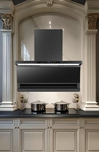 Cappa Aspirante da Cucina a Parete a Forma di 7 con Motore, Alloggiamento in Vetro Temperato, Uso Domestico, Grande Potenza di Aspirazione - Product Image 3