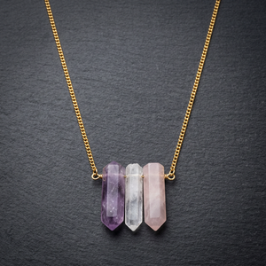 Collier Pendentif en Pierre Naturelle Export Crystal, Chaîne Serpent Plaqué Or, Style Bohème, Unisexe, Idéal au Quotidien, Cadeau - Product Image 2