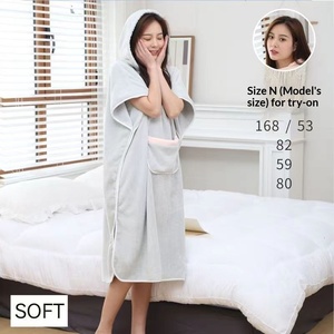 Peignoir <span class=keywords><strong>Cape</strong></span> à Capuche en Polaire Corail Épaisse, Ultra-Absorbante et à Séchage Rapide, Chaude, <span class=keywords><strong>pour</strong></span> Femme <span class=keywords><strong>Adulte</strong></span> et Enfant - Product Image 4