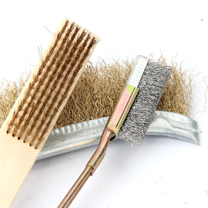 แปรงลวดสแตนเลสขนาดเล็กแบบถอดได้ ด้ามจับสีแดง สำหรับขจัดสนิม เครื่องขัดโลหะ-แปรงลวดทองแดงด้ามไม้ - Product Image 3