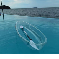 Kayak double gonflable transparent en polycarbonate 2 places, accessoire très demandé pour le surf et la navigation en eaux océaniques
