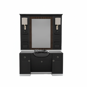 Estación de peluquería de diseño moderno para salones Unidades de corte de pelo con espejo de madera MDF para hoteles y centros comerciales - Product Image 2