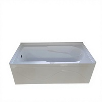 Baignoire autoportante rectangulaire en acrylique blanc avec jupe avant, moderne, portable, écologique, garantie 5 ans, pour salle de bain intérieure