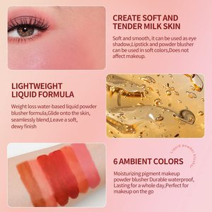 Custom Soft Cream Pink High Pigment Liquid Blush Makeup Long Lasting Lightweight Cheek <strong>Blusher</strong> for Black Skin Wtih <strong>Sponge</strong> Tip - Product Image 2