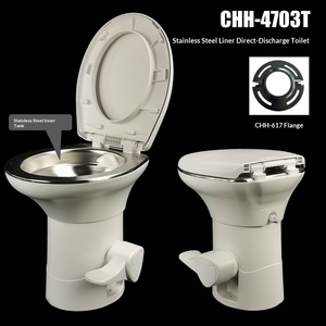 Toilette RV à chasse directe en émail plastique, monobloc, à poser au sol - Product Image 3