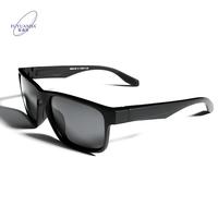 Lunettes de soleil rectangulaires de haute qualité avec monture noire, plaquettes de nez antidérapantes TAC, verres PC UV400, design unisexe tendance