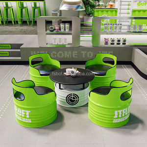 Juego de Mesa y Sillas para Restaurante con Diseño Industrial de Barril de Petróleo, Mobiliario Creativo para Cafetería, Pub y Bar - Product Image 2