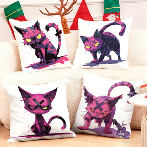 Purple devil cat plush pillow, Christmas decoration, sofa cushion, holiday gift. - Product Image 1
