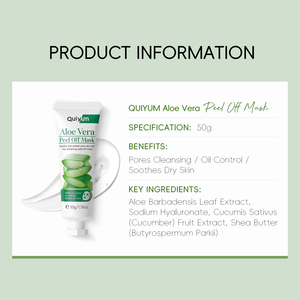 QUIYUM Private Label Reines natürliches Gel Aloe Vera Feuchtigkeit spendende beruhigende Aloe Vera Peel Off Gesichts maske für den Gesichts körper - Product Image 4