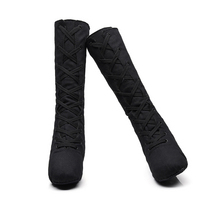 Chaussures de danse de jazz pour filles, respirantes, confortables, en gros, personnalisées, à tige haute, en toile, pour la pratique de base