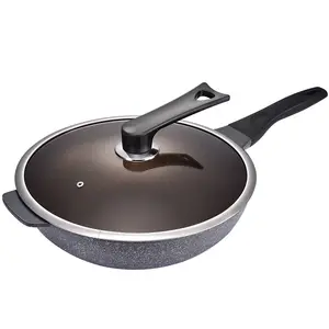 Popular Frying Pan Non Stick Aluminum New Medical Stone Double Bottom Fry Pan Wok Pan