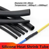 1,7: 1 negro 0,8mm ~ 30mm Tubo termorretráctil de silicona funda de Cable Flexible aislado alta temperatura DIY Protector de envoltura de alambre